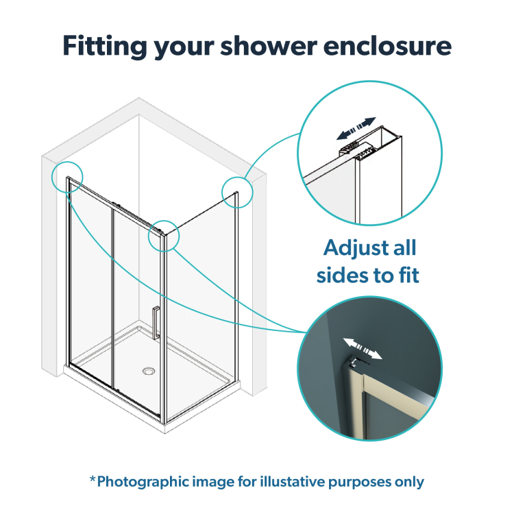 1200x700mm Chrome 8mm Glass Rectangular Sliding Shower Enclosure - Pavo