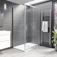 1200x900mm Chrome 8mm Glass Rectangular Sliding Shower Enclosure with Shower Tray - Pavo 1200x900mm Chrome 8mm Glass Rectangular Sliding Shower Enclosure with Shower Tray - Pavo