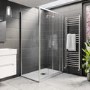 1200x900mm Chrome 8mm Glass Rectangular Sliding Shower Enclosure with Low Profile Shower Tray - Pavo