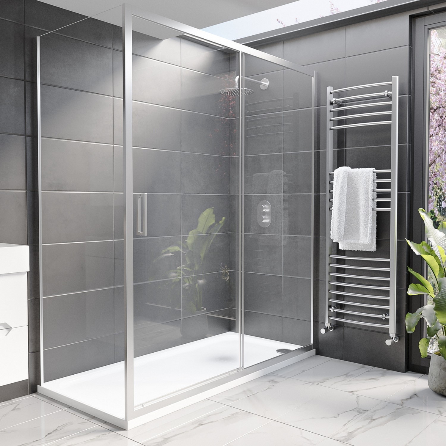 1600 x 700mm Rectangular Sliding Shower Enclosure - Pavo