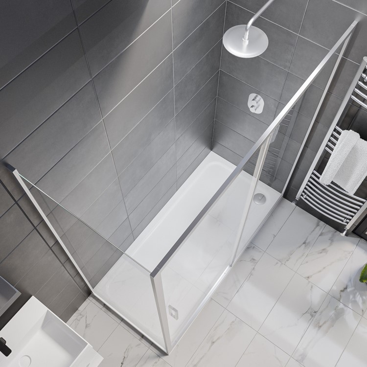 1600x760mm Rectangular Sliding Shower Enclosure - Pavo