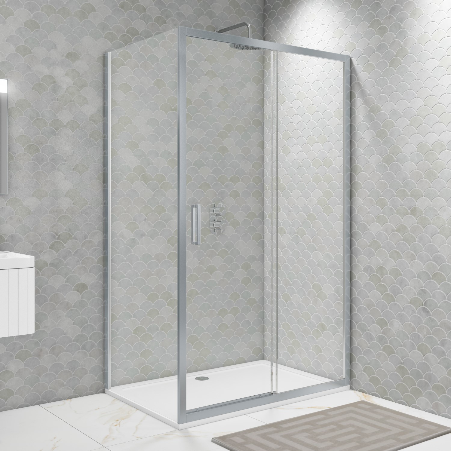 1700 x 760mm Rectangular Sliding Shower Enclosure - Pavo