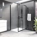 BUN/A1/BeBa_26062/95534 ONLY OPENED - Black 8mm Glass Rectangular Sliding Shower Enclosure 1000x700mm - Pavo