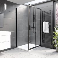 1000x700mm Black 8mm Glass Rectangular Sliding Shower Enclosure - Pavo 1000x700mm Black 8mm Glass Rectangular Sliding Shower Enclosure - Pavo