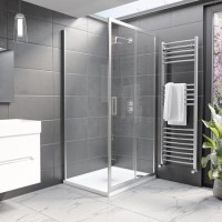 Chrome 8mm Glass Rectangular Sliding Shower Enclosure with Shower Tray 1000x800mm - Pavo
