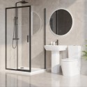 BUN/BeBa_26062/99842 1000 x 800mm Black Rectangular Sliding Door Shower Enclosure with Side Panel Suite with Toilet and Basin - Pavo