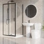 1000 x 800mm Black Rectangular Sliding Door Shower Enclosure with Side Panel Suite with Toilet and Basin - Pavo
