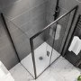 1200x900mm Black 8mm Glass Rectangular Sliding Shower Enclosure with Low Profile Shower Tray - Pavo