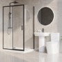 1200 x 800mm Black Rectangular Sliding Door Shower Enclosure with Side Panel Suite with Toilet and Basin - Pavo