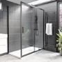 1400x700mm Black 8mm Glass Rectangular Sliding Shower Enclosure - Pavo