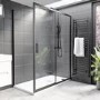 1400x800mm Black 8mm Glass Rectangular Sliding Shower Enclosure with Shower Tray - Pavo