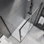 1400x800mm Black 8mm Glass Rectangular Sliding Shower Enclosure with Shower Tray - Pavo
