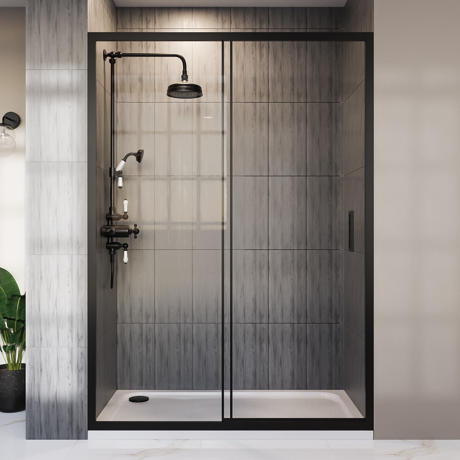 Black 1700 Sliding Shower Door - Pavo