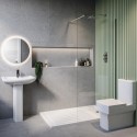 BUN/BeBa_26079/89649 1400 x 900mm Chrome Walk in Shower Enclosure Suite with Toilet and Basin - Corvus