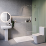 1600 x 800mm Chrome Walk in Shower Enclosure Suite with Toilet and Basin - Corvus