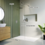 1600 x 800mm Chrome Walk in Shower Enclosure Suite with Toilet and Basin - Corvus