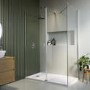 1600x800mm Chrome Walk-In Shower Screen Enclosure with 300mm Hinged Flipper Panel and Shower Tray – Corvus