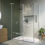 1600x800mm Chrome Walk-In Shower Screen Enclosure with 300mm Hinged Flipper Panel and Shower Tray – Corvus