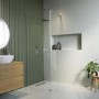 1100mm Chrome Shower Screen for Wetroom & Walk In Shower with 300mm Hinged Flipper Panel - Corvus