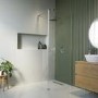 1400mm  Frameless Wet Room Shower Screen with 300mm Hinged Flipper Panel - Corvus