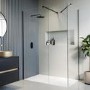 1400x800mm Black Walk In Shower Screen Enclosure with Shower Tray - Corvus