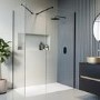 1400x800mm Black Walk In Shower Screen Enclosure with Shower Tray - Corvus