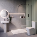 BUN/BeBa_26085/89656 1300 x 800mm Black Walk in Shower Enclosure Suite with Ashford Toilet and Basin