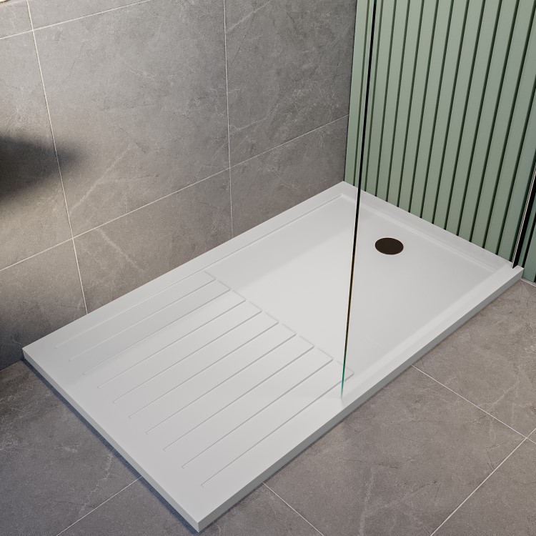 1300 x 800mm Black Walk in Shower Enclosure Suite with Ashford Toilet and Basin