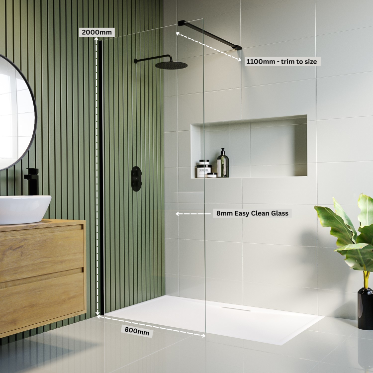 1400 x 900mm Black Walk in Shower Enclosure Suite with Toilet and Basin - Corvus