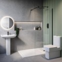 BUN/BeBa_26085/89658 1600 x 800mm Black Walk in Shower Enclosure Suite with Toilet and Basin - Corvus