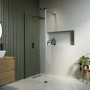 1100mm Black Shower Screen for Wet Room & Walk In Shower with 300mm Hinged Flipper Panel - Corvus