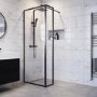 800mm Black Framed Wet Room Shower Screen with 300mm Fixed Panel - Zolla