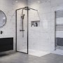 1400x800mm Black Framed Wet Room Shower Screen with Shower Tray - Zolla