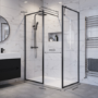 1400x800mm Black Framed Walk In Shower Enclosure with Shower Tray and Hidden waste - Zolla