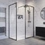 1400x800mm Black Framed Walk In Shower Enclosure with Shower Tray and Hidden waste - Zolla