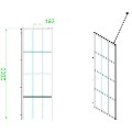 1400x800mm Black Grid Framework Wet Room Shower Screen Enclosure with Shower Tray - Nova