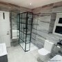 1200mm Black Grid Shower Screen for Wetroom & Walk In Shower with 300mm Fixed Panel- Nova