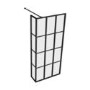 1200mm Black Grid Shower Screen for Wetroom & Walk In Shower with 300mm Fixed Panel- Nova