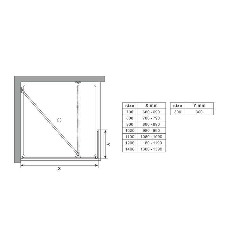 1200mm Black Grid Shower Screen for Wetroom & Walk In Shower with 300mm Fixed Panel- Nova