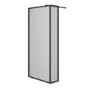 900mm Black Fluted Glass Wet Room Shower Screen with Return Panel - Volan