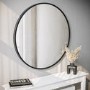 Round Black Wall Mirror - 80cm - Alcor