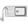 1 Bowl Isabella Reversible Stainless Steel Kitchen Sink & Olney Chrome Pull Out Kitchen Mixer Tap