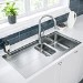 1.5 Bowl Chrome Stainless Steel Kitchen Sink with Reversible Drainer - Enza Isabella