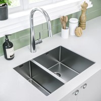 1.5 Bowl Undermount and Inset Chrome Stainless Steel Right Hand Kitchen Sink - Enza Yara 1.5 Bowl Undermount and Inset Chrome Stainless Steel Right Hand Kitchen Sink - Enza Yara