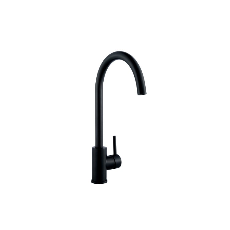 1.5 Bowl Black Composite Kitchen Sink & Black Kitchen Mixer Tap - Essence Amelia