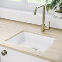 BUN/BeBa_26202B/96403 1 Bowl White Granite Undermount Kitchen Sink with Brushed Brass Mixer Tap Set - Enza