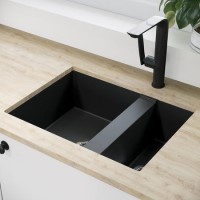 1.5 Bowl Black Granite Composite Undermount Kitchen Sink with Mixer Tap Set - Enza 1.5 Bowl Black Granite Composite Undermount Kitchen Sink with Mixer Tap Set - Enza