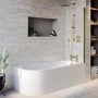 Jersey J Shaped Right Hand Bath 1700mm x 750 with Front Panel and Hinged Brushed Brass Screen