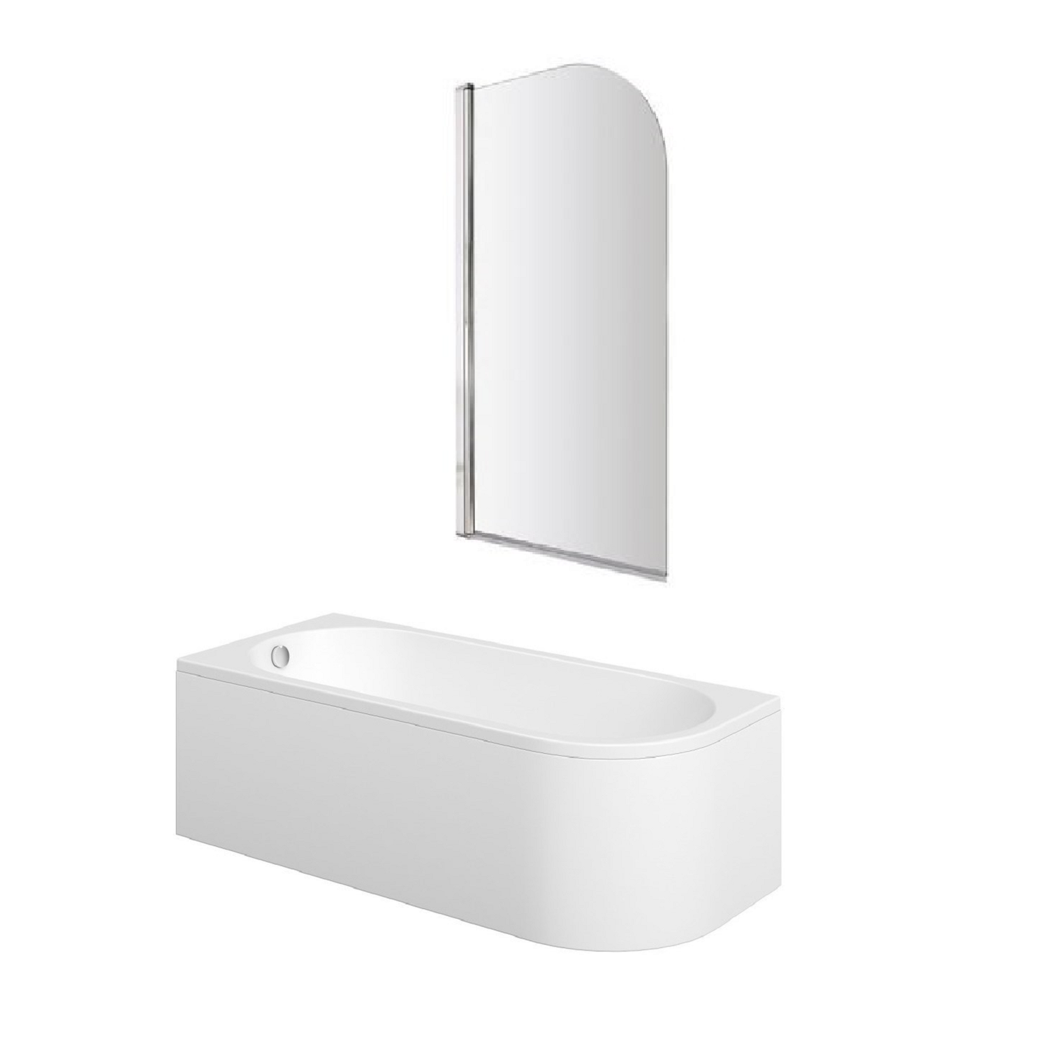 Jersey J Shaped Left Hand Bath with Bath Panel & 6mm Chrome Screen- 1700mm x 750mm