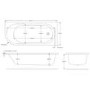 Jersey J Shaped Right Hand Bath 1700mm x 750mm with Front Panel and 1450mm Chrome Bath Screen